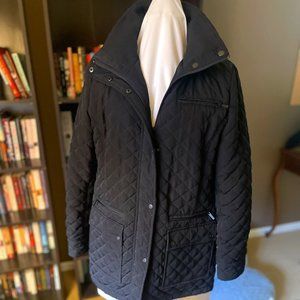 Black Calvin Klein Quilted Coat with Hood